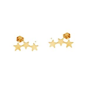 Triple Star Ear Climber Stud Earrings